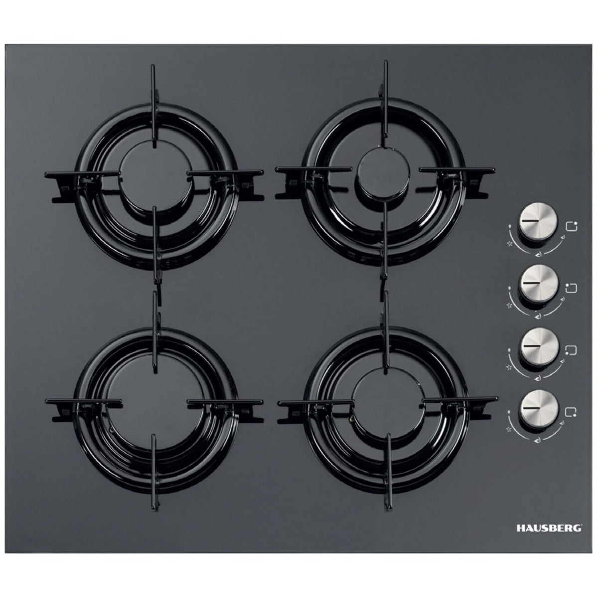 Plita incorporabila Hausberg HB-563, Gaz, 4 arzatoare, Negru