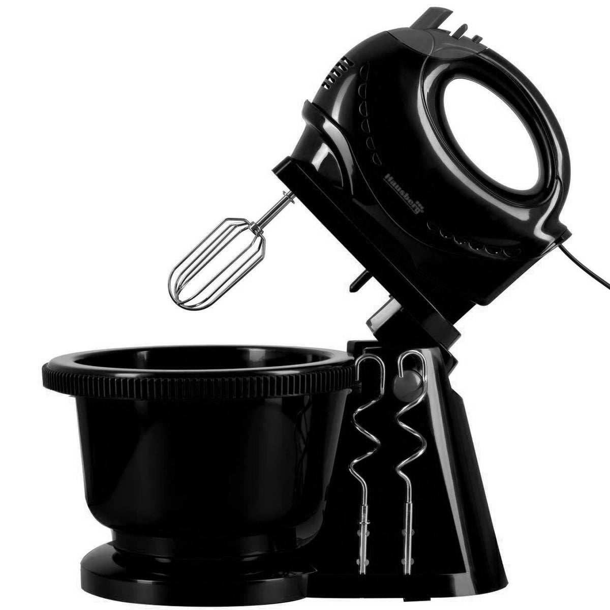 Mixer cu bol rotativ Hausberg HB-3519NG, 5 Viteze + turbo, Capacitate 2L, Putere 300W, Negru