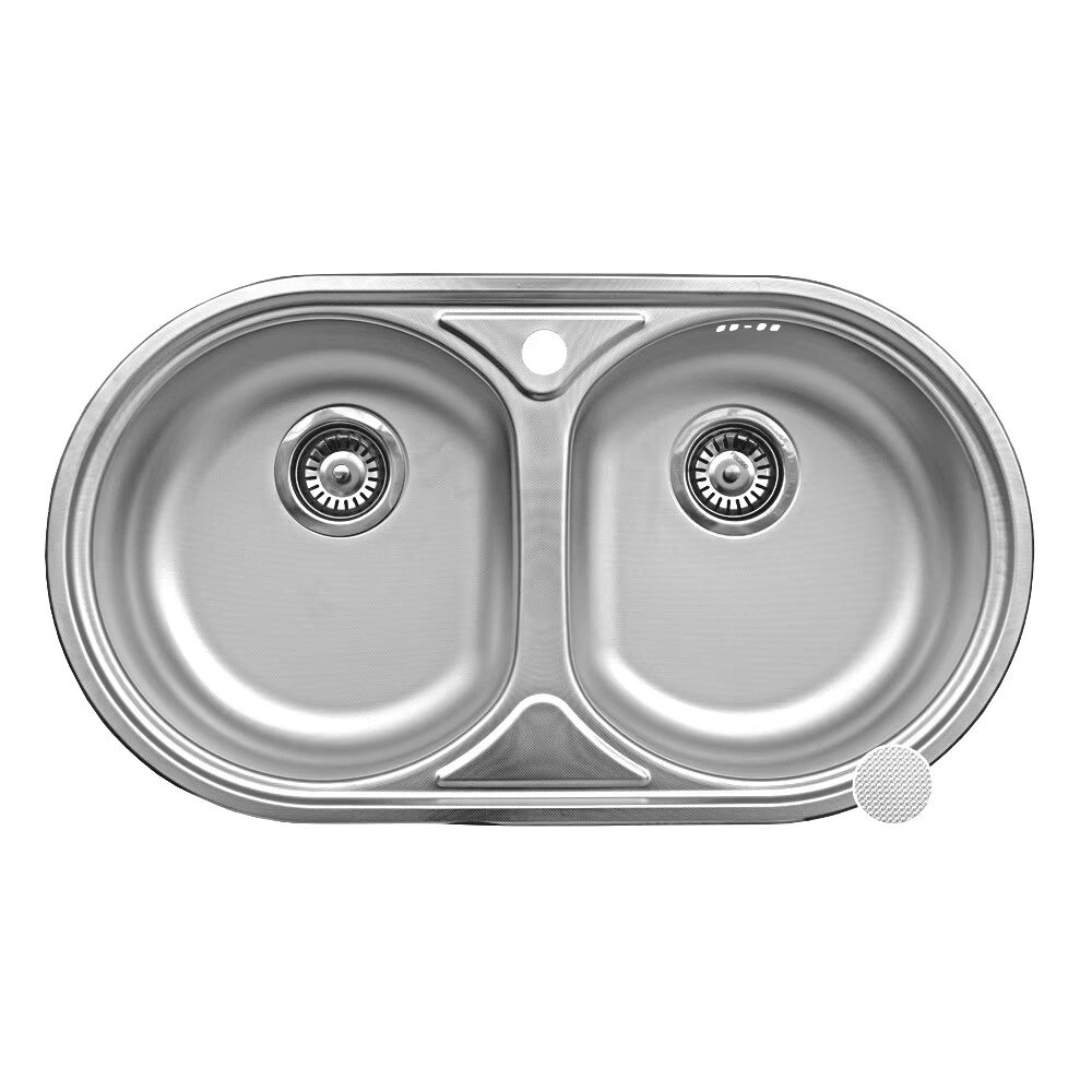 Chiuveta bucatarie Freddo SN9024, pentru blat, cuva stanga si dreapta, anticalcar, dimensiune 83x43.5 cm, inox