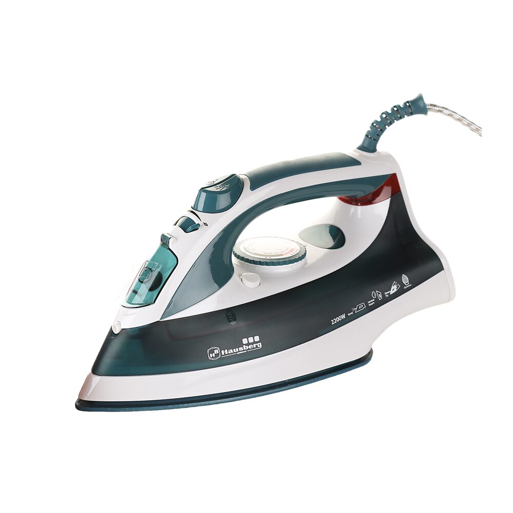 Fier de calcat Hausberg HB-7807VR, talpa ceramica, jet de abur 12g/min, abur pe verticala 25g/min, sistem antipicurare, sistem autocuratare, 2200W