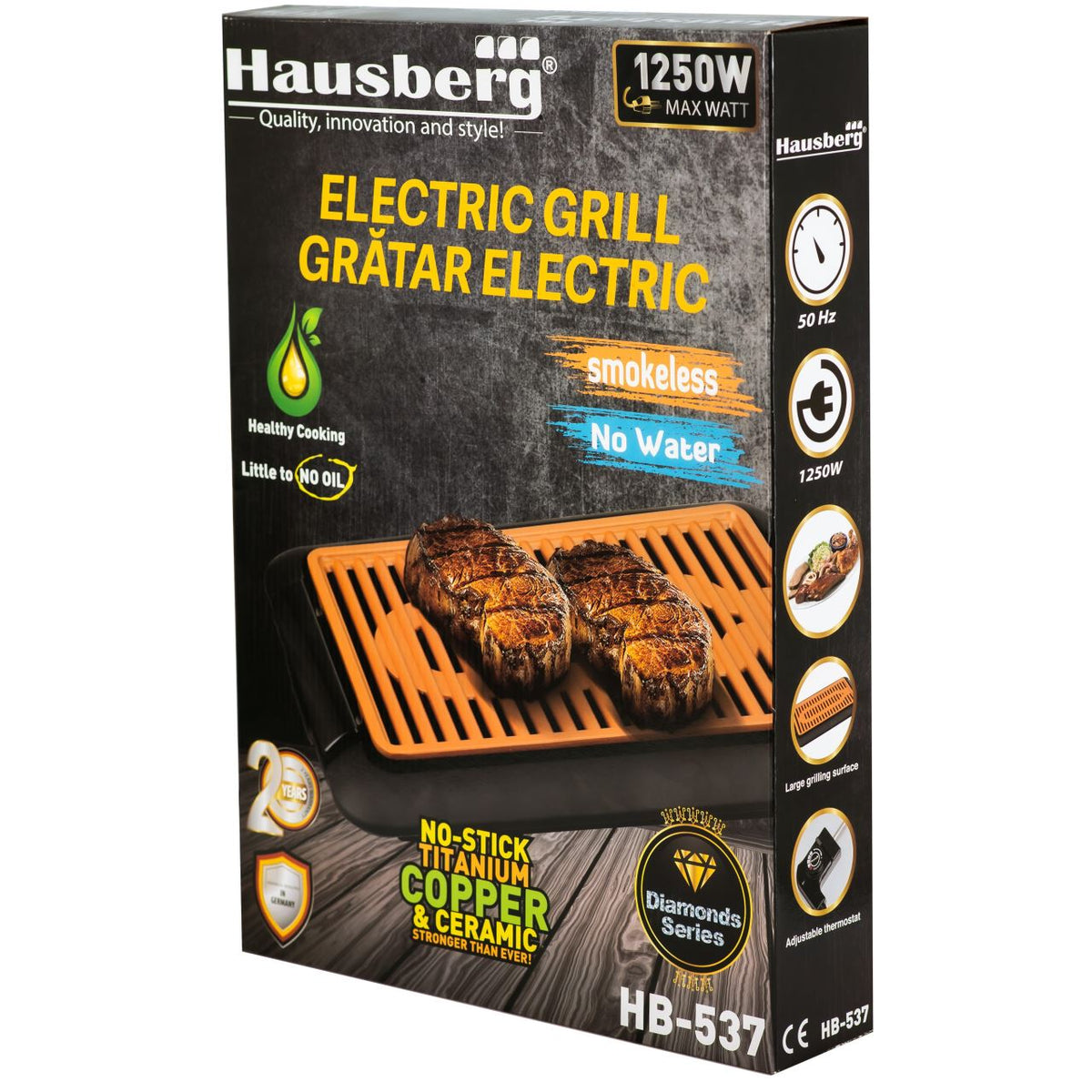 Gratar fara Fum HAUSBERG HB-537 SMOKELESS BARBEQUE