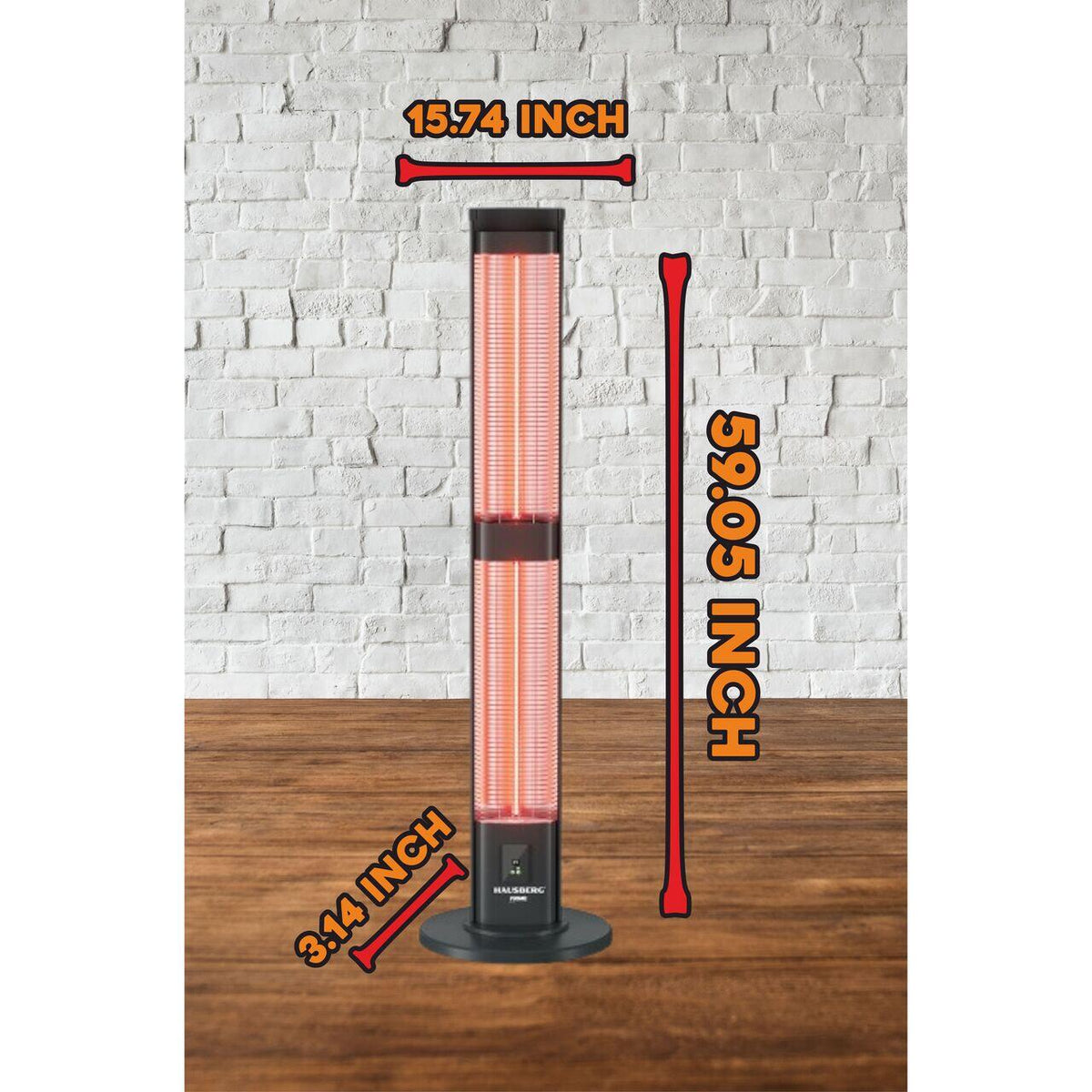 Radiator electric digital cu telecomanda Hausberg HB-8570NG, 3000W, 3 trepte incalzire, tub dublu din fibra de carbon, protectie IP45, termostat digital