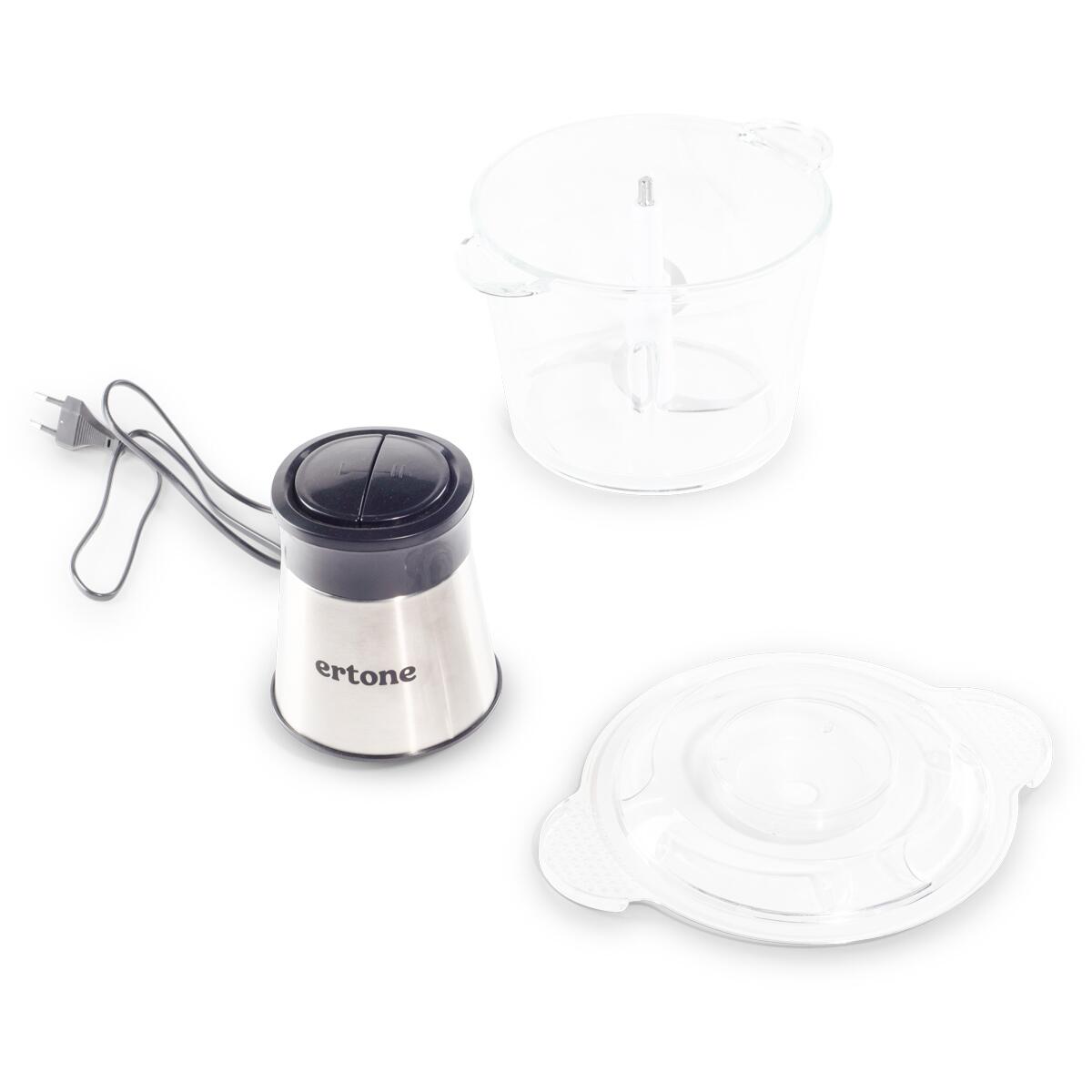 Tocator electric ERTONE ERT-243IN, 500 W, 2 viteze, bol inox, Negru/Inox