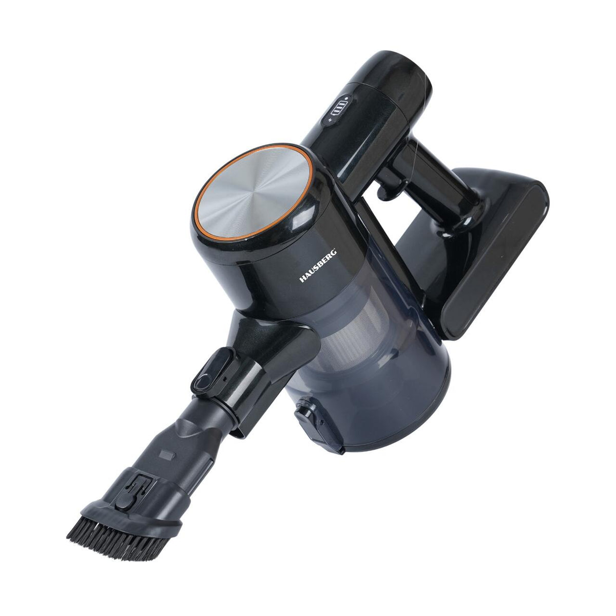 Aspirator Vertical Fără Fir Hausberg HB-2018NG 2-în-1 cu Mop, 16 KPa, Autonomie 45 Min, Filtru HEPA, Negru/Gri
