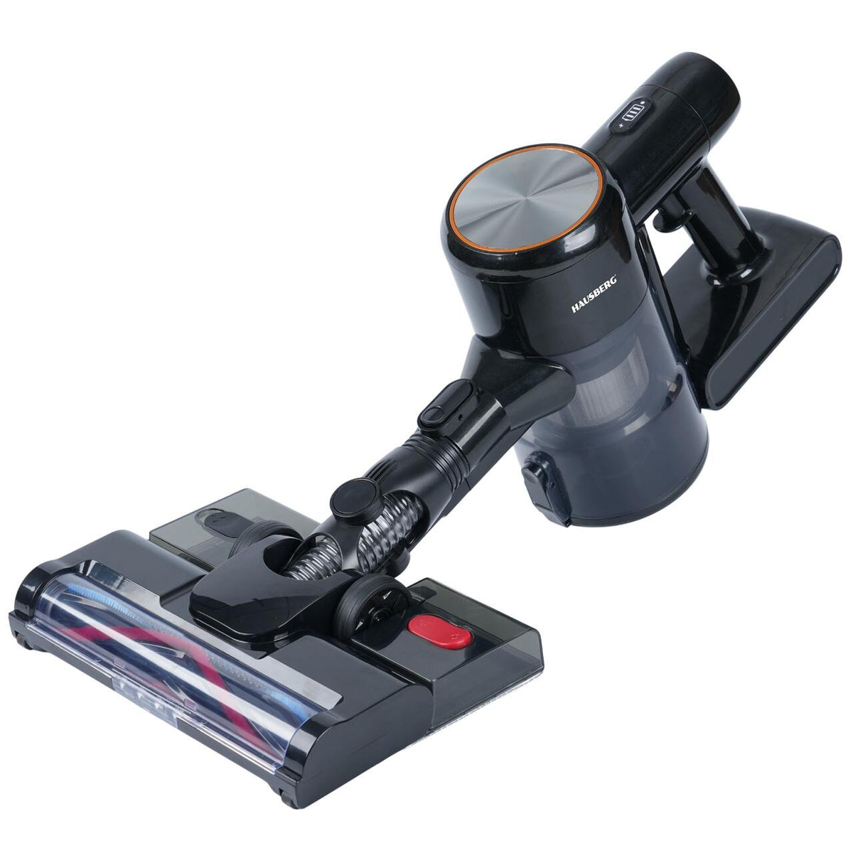 Aspirator Vertical Fără Fir Hausberg HB-2018NG 2-în-1 cu Mop, 16 KPa, Autonomie 45 Min, Filtru HEPA, Negru/Gri
