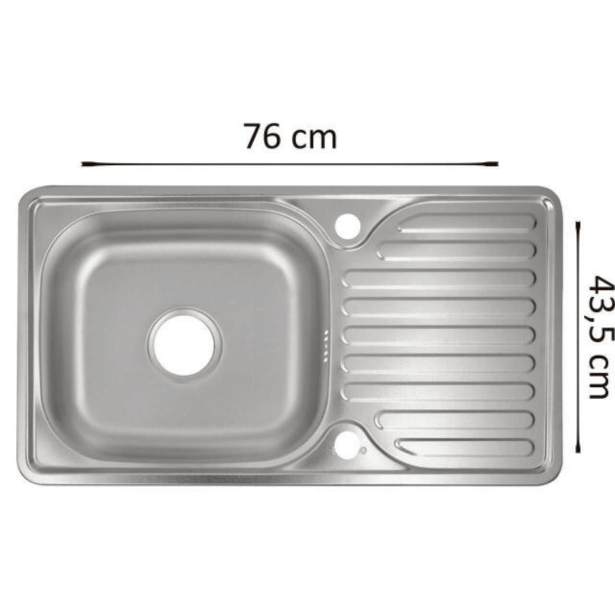 Chiuveta bucatarie Sanitec C403REV, pentru blat, finisaj satinat, cuva reversibila stanga-dreapta, 76x43,5cm, Inox