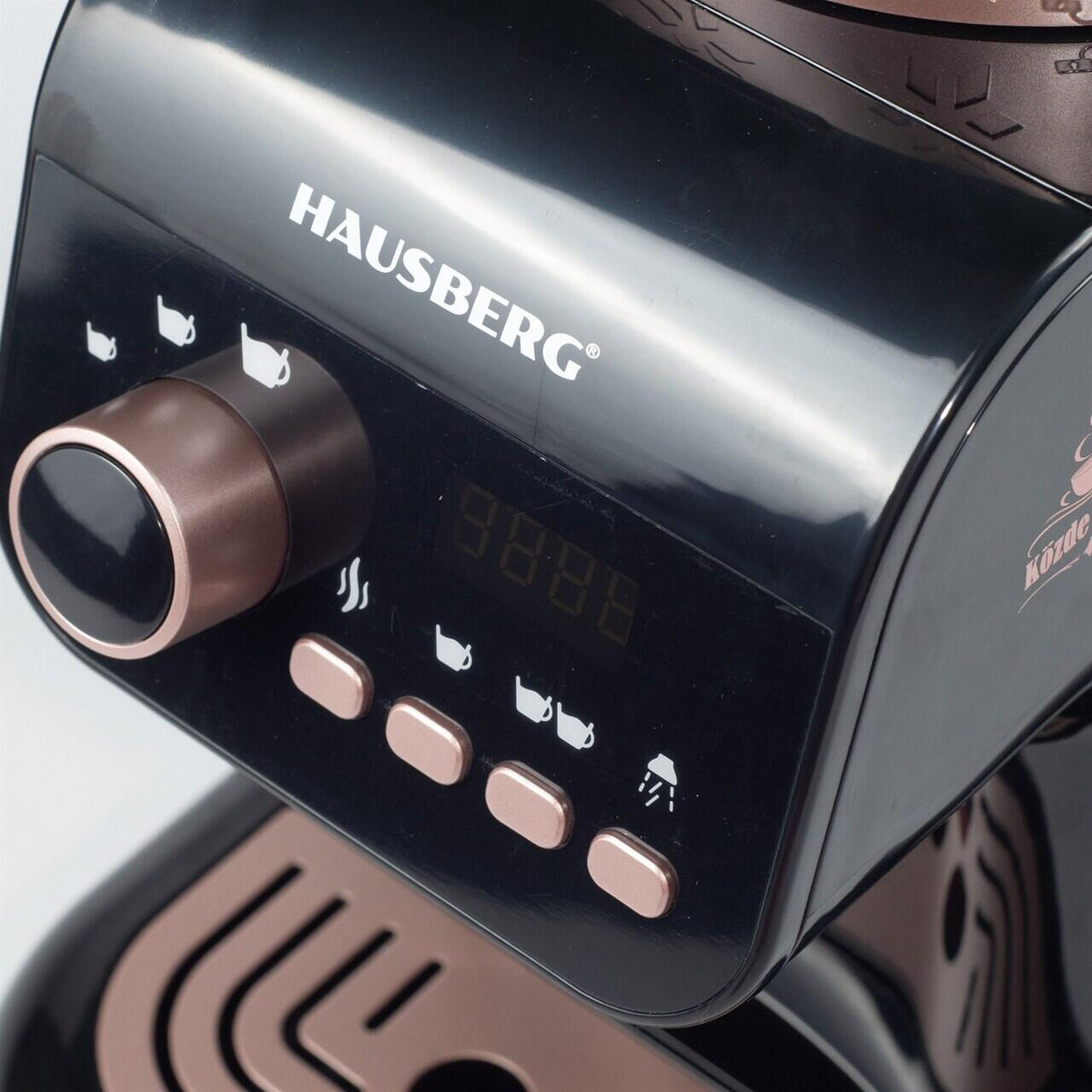 Aparat Automat de Cafea Turcească Hausberg HB-3830NG, 700W, Rezervor 1L, Autocurățare, Preparare Lentă, Negru/Gri