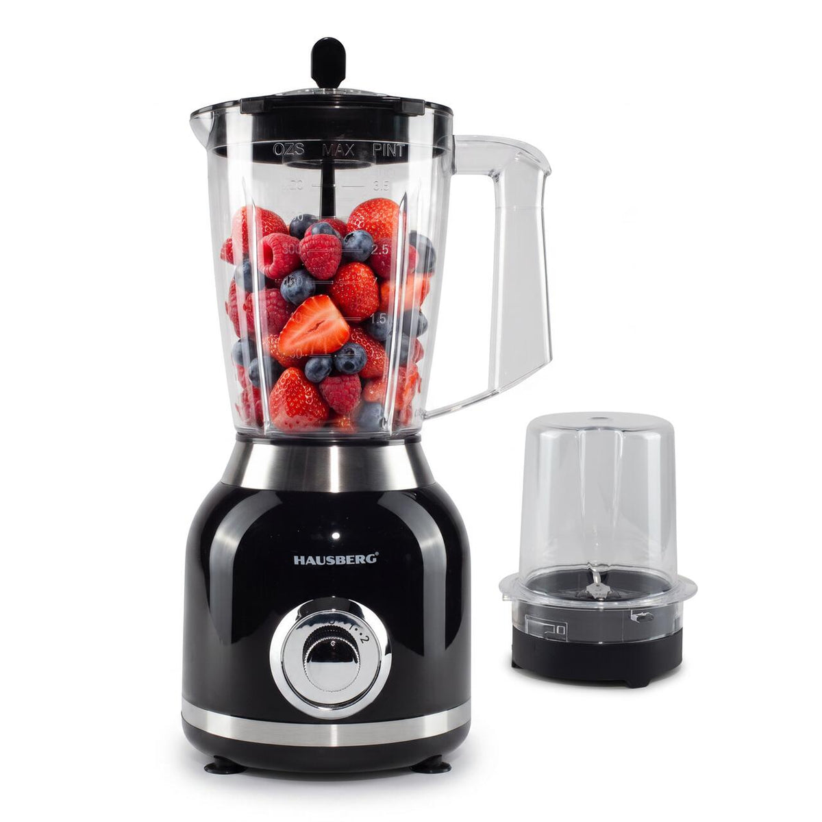 Blender cu bol 1.75L și râșniță Hausberg HB-7773NG, 400W, negru