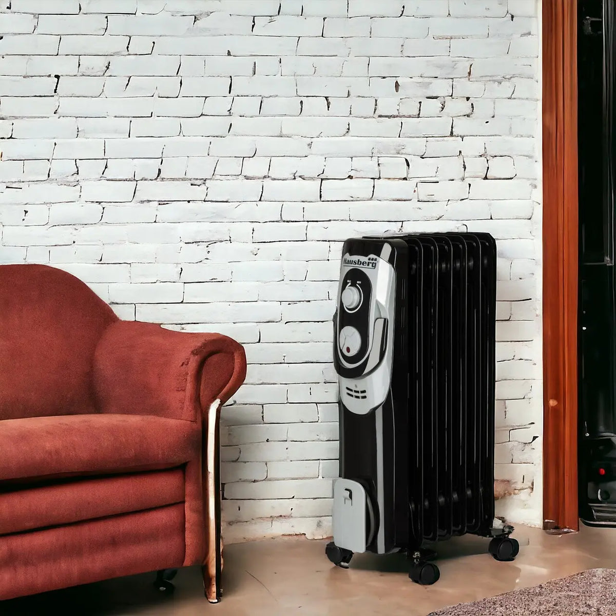 Calorifer electric Hausberg HB-8900NG, 1500 W, 7 elementi, 3 nivele de putere, termostat reglabil