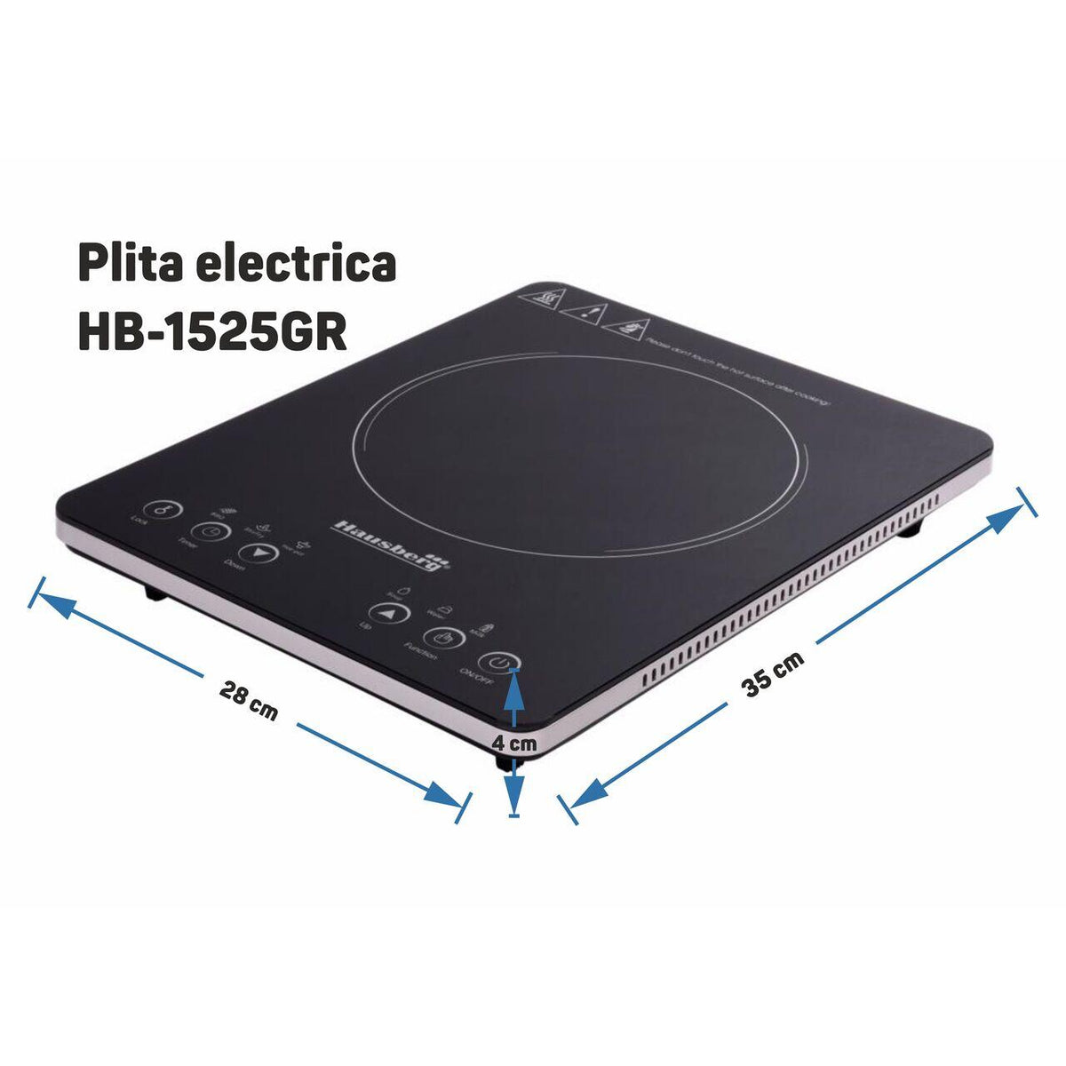 Plita electrica Hausberg HB-1525GR, Gri, 2000W, Touch Screen