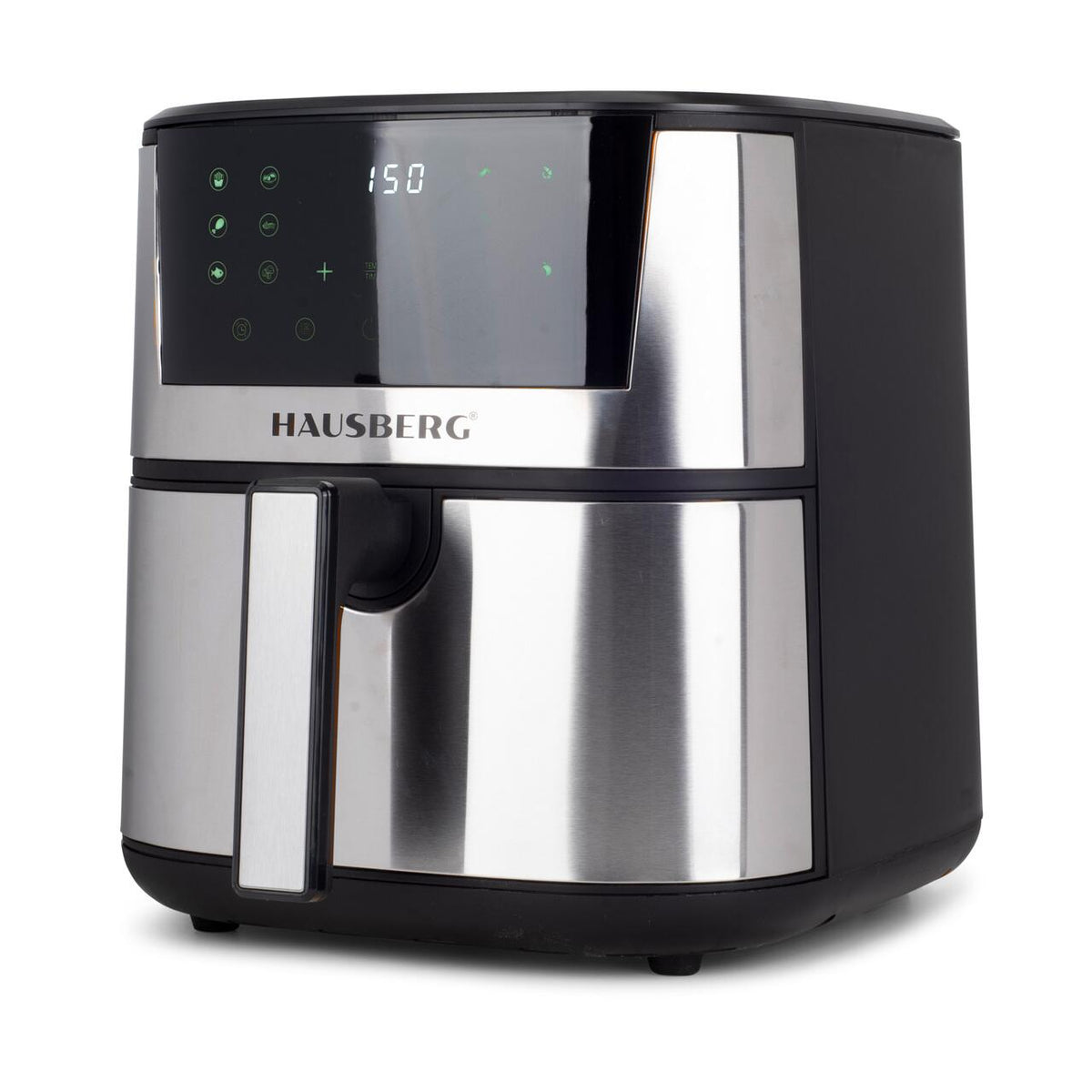 Friteuza Digitala cu aer cald HAUSBERG HB-2363IN, 1650-1900 W, 12 programe, capacitate 7.5L, ventilator racire, temperatura ajustabila, timer 60 minute, Inox
