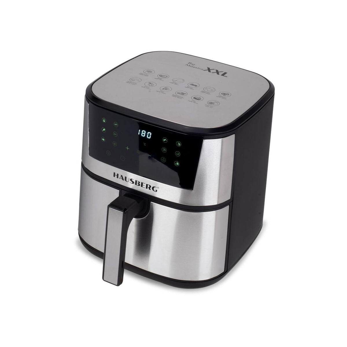 Friteuza Digitala cu aer cald HAUSBERG HB-2363IN, 1650-1900 W, 12 programe, capacitate 7.5L, ventilator racire, temperatura ajustabila, timer 60 minute, Inox
