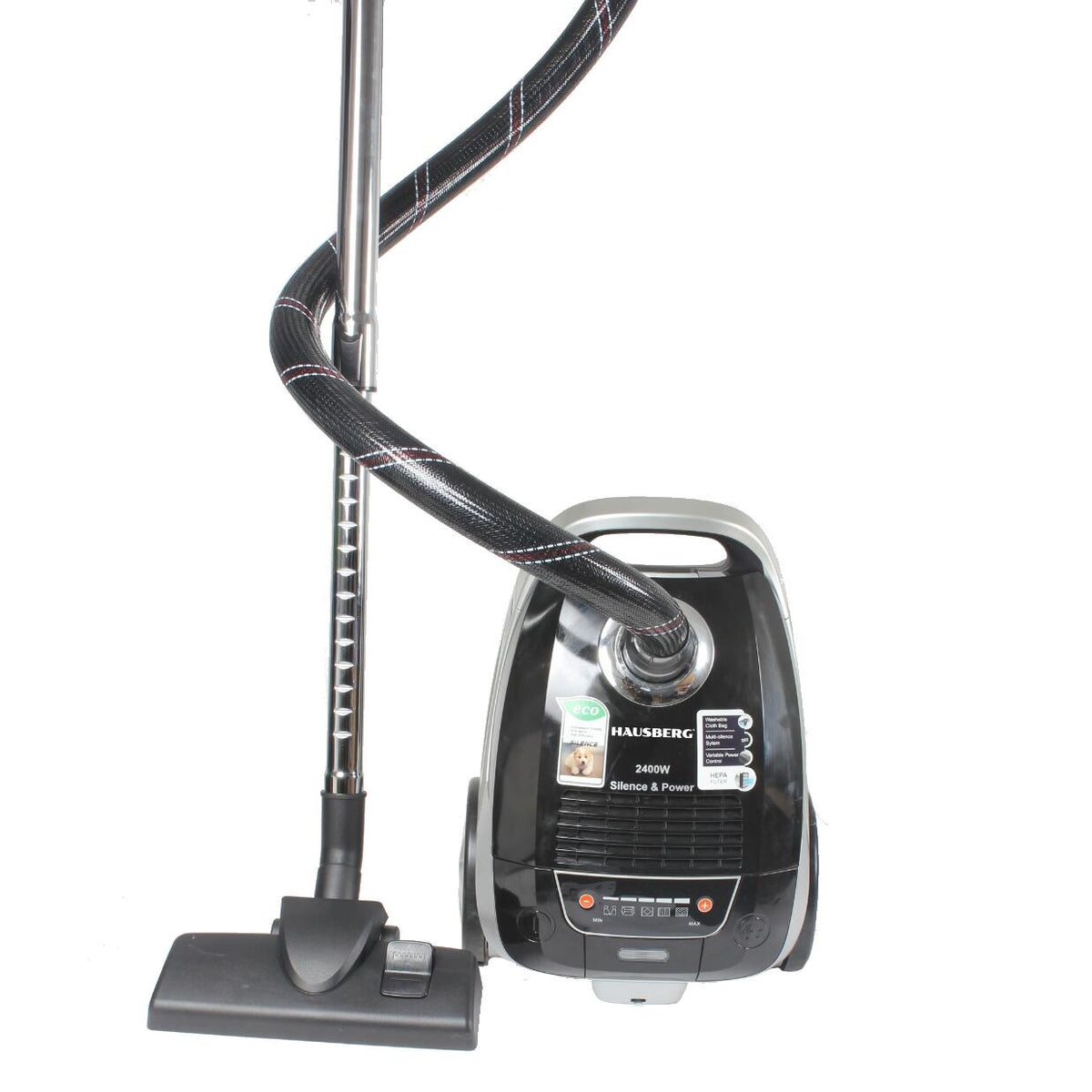 Aspirator Profesional cu sac Hausberg HB-2875NG, 2400 W, Nivel de zgomot 70dB, Capacitate 4L, Filtru De Aer Hepa Cu 5 Nivele, Lungime Cablu 5 M, Display Led, Furtun Rezistent