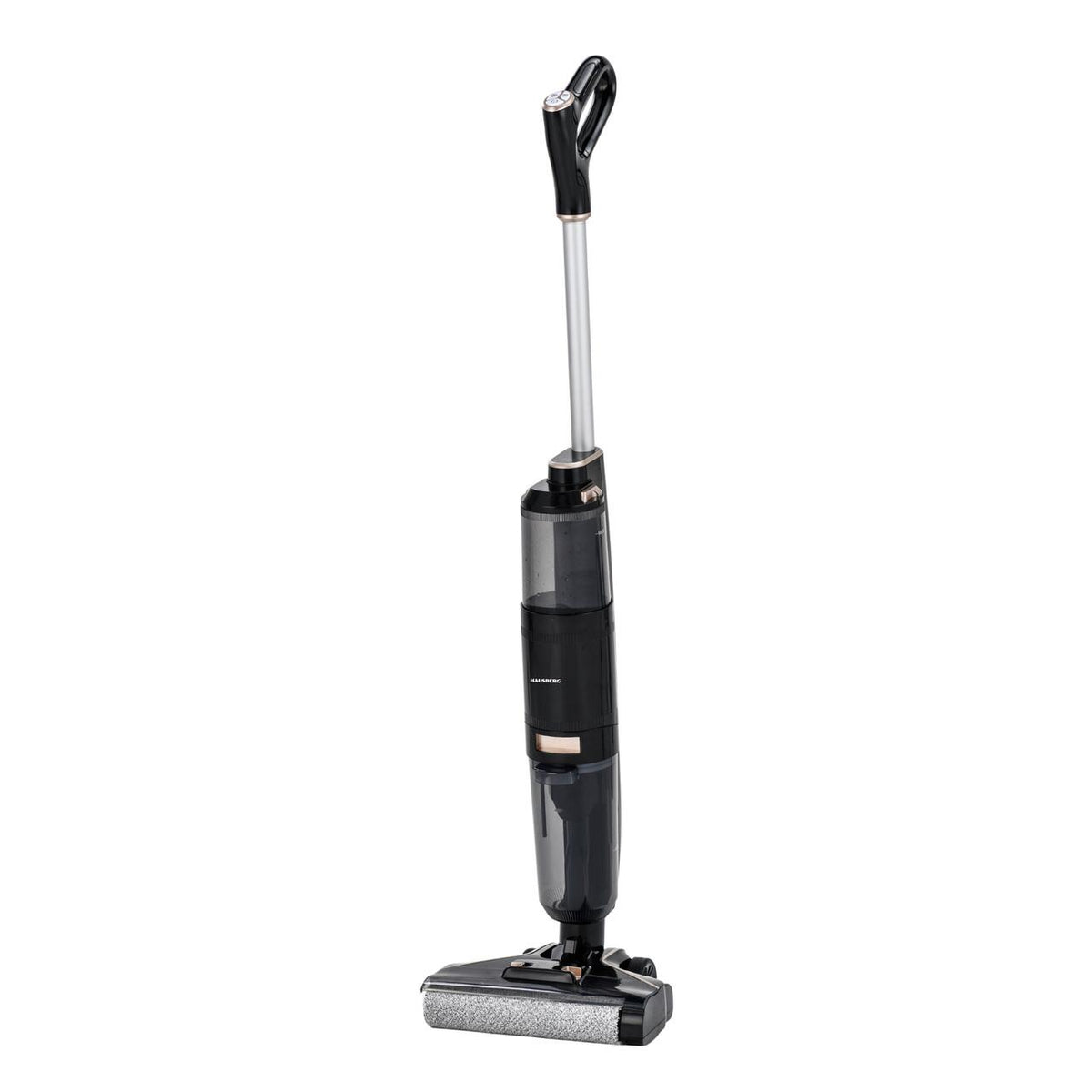 Aparat de curățat pardoseli cu acumulator Hausberg HB-2886NG, 120W, Autonomie 25 min, Rezervor apă curată 600ml, Ecran LED, Filtru HEPA