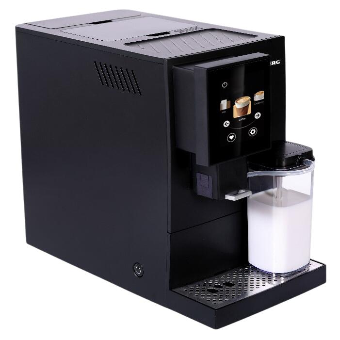 Aparat de cafea digital Hausberg HB3775NG, automat boabe, ecran tactil TFT 3.5", cappuccino/latte, recipient lapte 400 ml, rezervor 1.1 L, 1100-1350 W