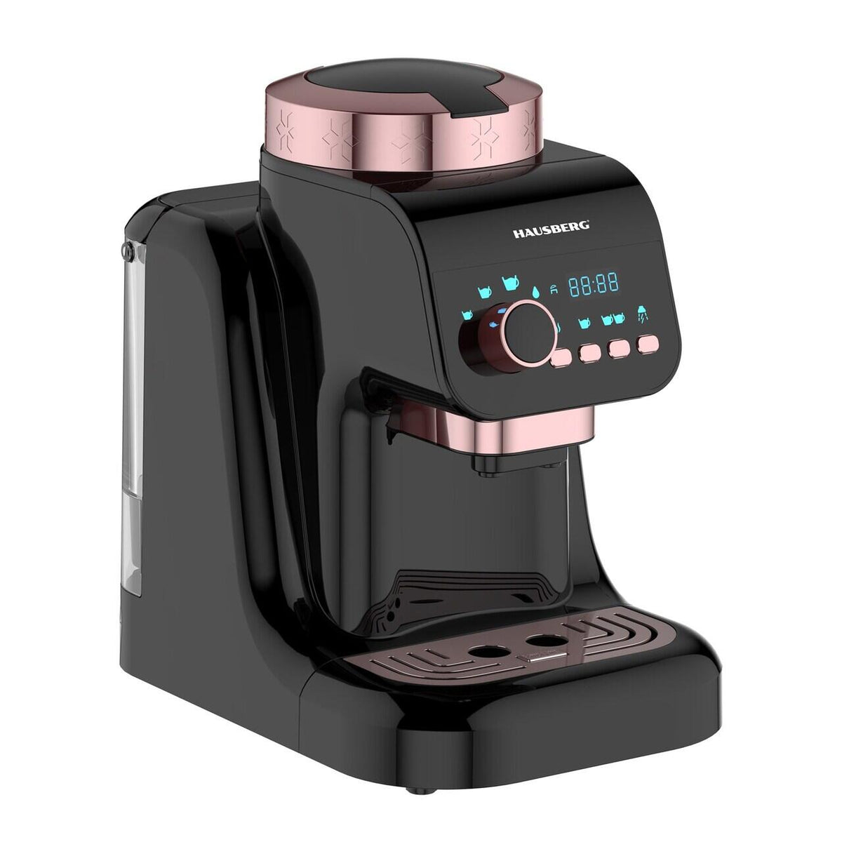 Aparat Automat de Cafea Turcească Hausberg HB-3830NG, 700W, Rezervor 1L, Autocurățare, Preparare Lentă, Negru/Gri