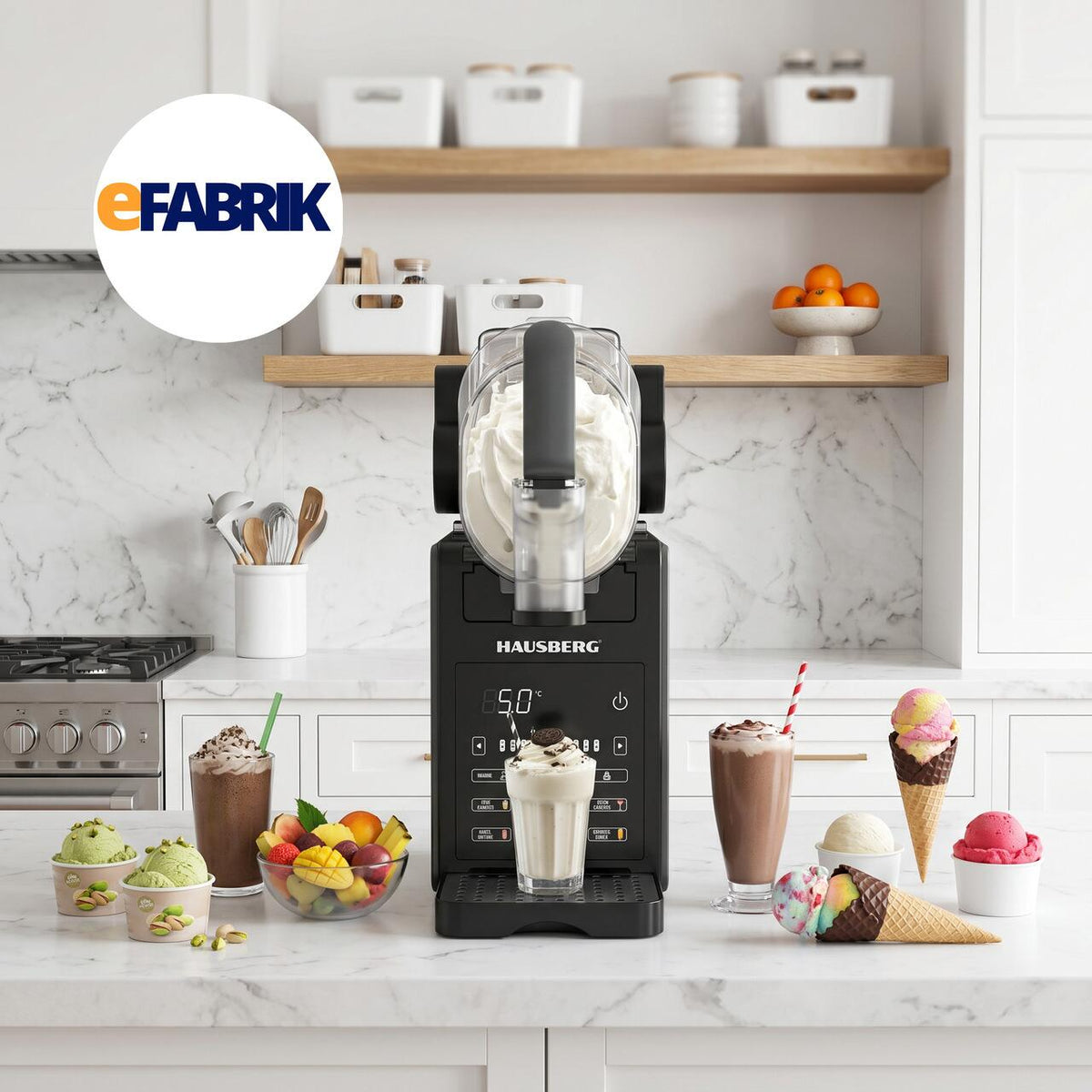 Aparat Slushie și Înghețată 2L Hausberg HB-6045GR, 200W, Touch Screen