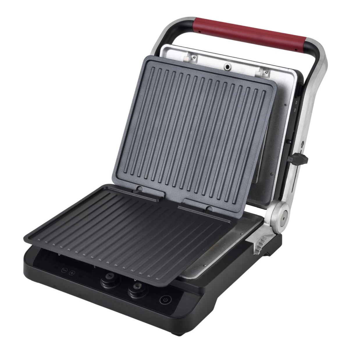 Sandwich maker & grill HAUSBERG HB-636NG, 1650-2000W, Termostat reglabil, Buton de control, Afisaj Led, Inox