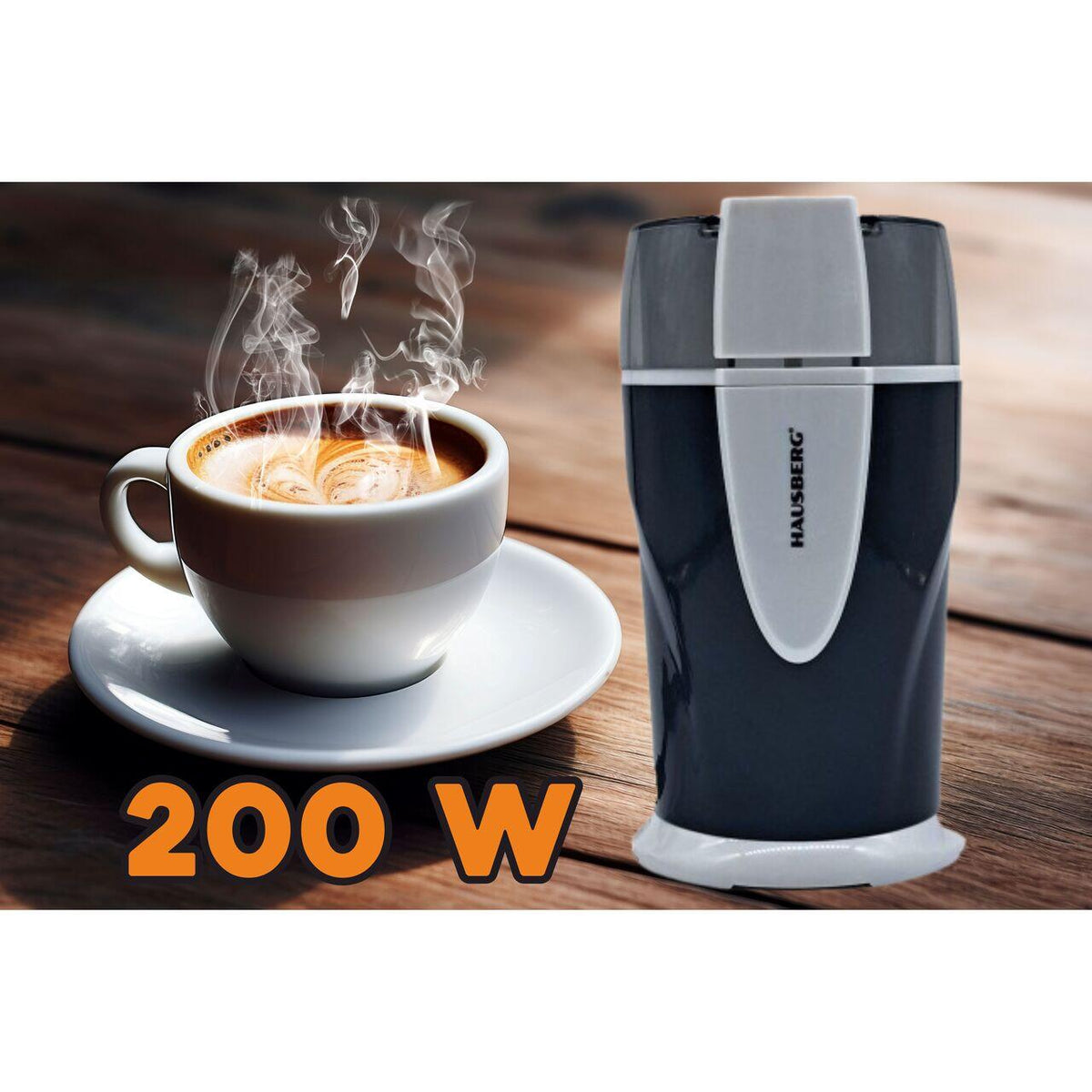 Rasnita electrica cafea HAUSBERG HB-7564NG, 150 - 200W, 70g, motor din cupru, negru