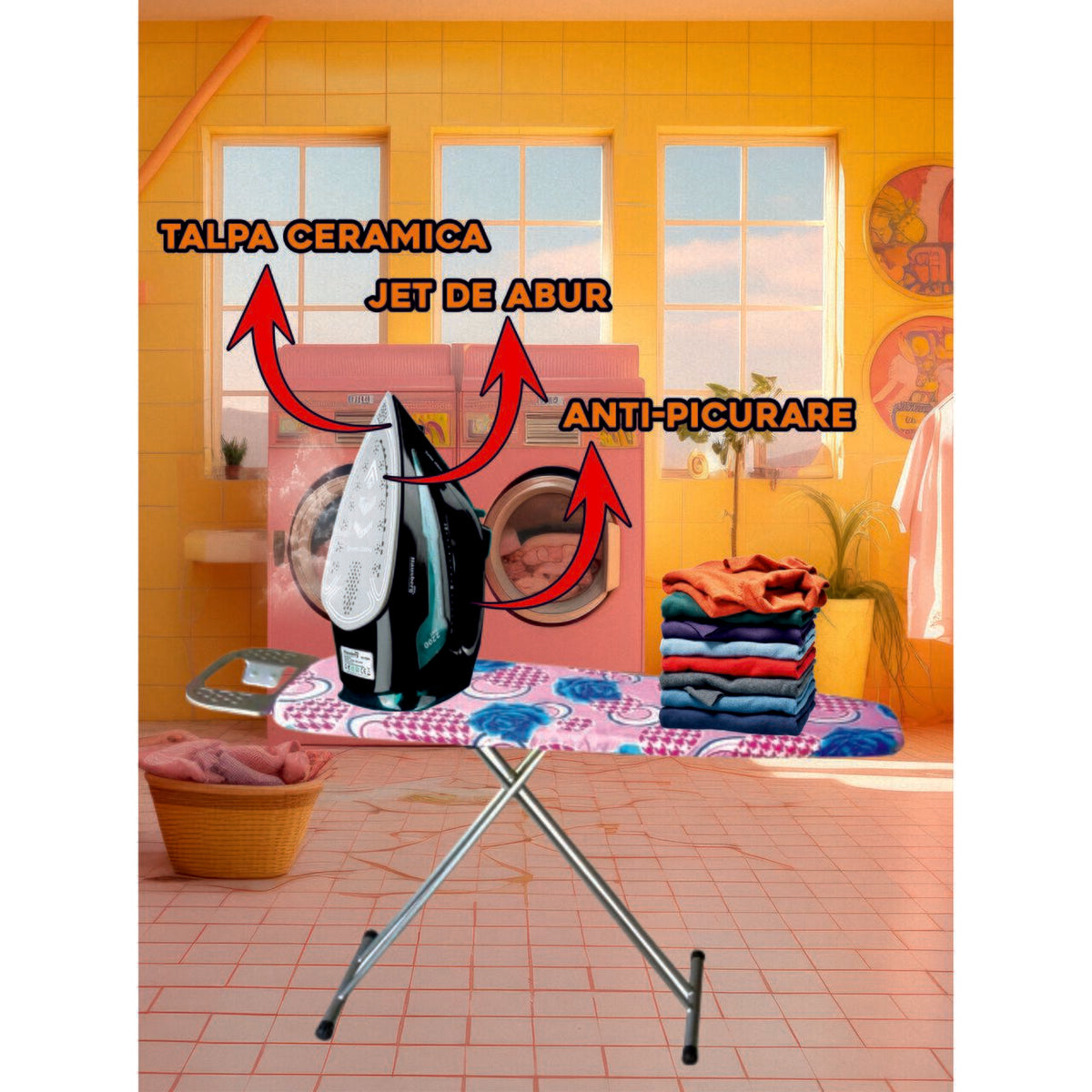 Fier de calcat Hausberg HB-7898NG, talpa ceramica, jet de abur 18g/min, Functie spray 2000-2300W