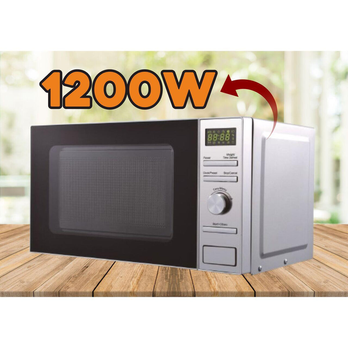 Cuptor cu microunde Hausberg HB-8004, 1200W, 6 trepte de putere, 20L, control digital, Argintiu
