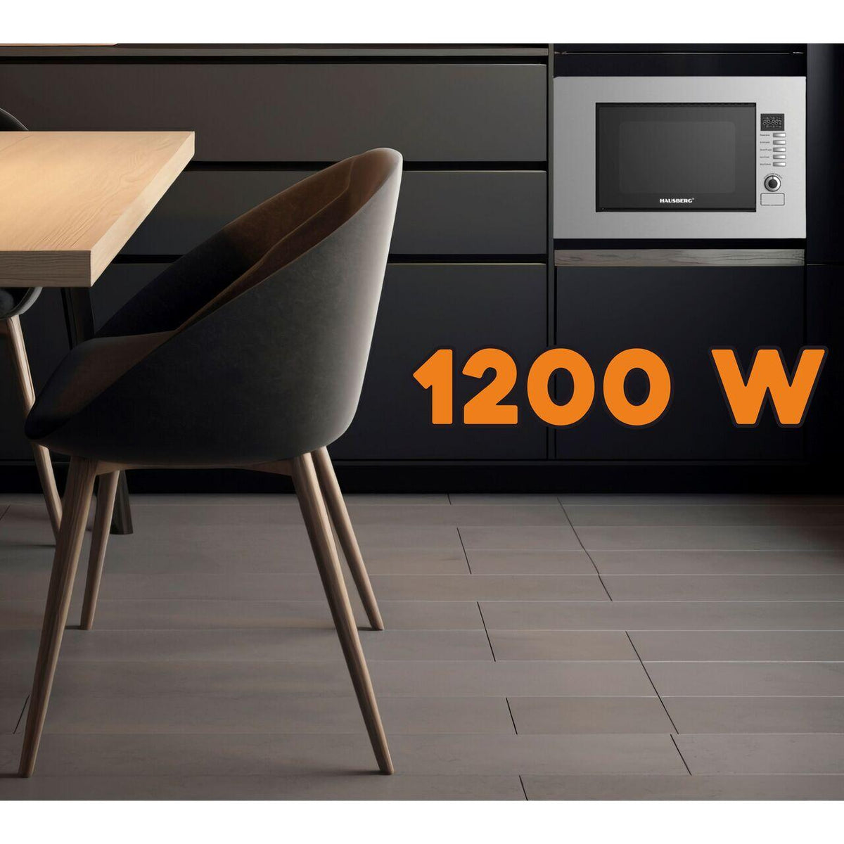 Cuptor cu microunde incorporabil HAUSBERG HB-8065IN, 20 litri, Putere: 230V, 50Hz, 700W, 900W putere grill, 1200W putere de intrare, 6 nivele de putere, 8 programe automate, control mecanic, decongelare, timer, sistem blocare copii, argintiu