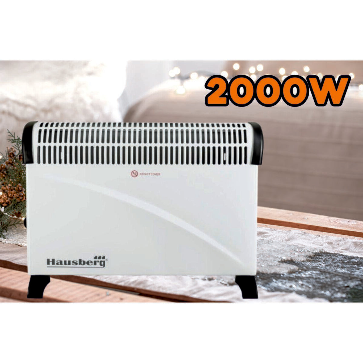 Convector electric HAUSBERG HB-8201, 2000W, 3 nivele de putere, termostat reglabil, functie turbo