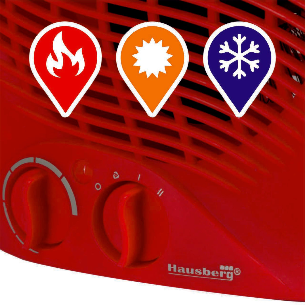 Aeroterma Hausberg HB-8500RS, 2000 W, 2 trepte de putere, Rosu
