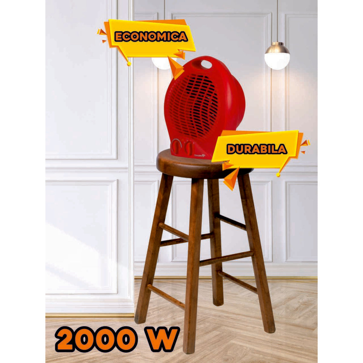 Aeroterma Hausberg HB-8500RS, 2000 W, 2 trepte de putere, Rosu