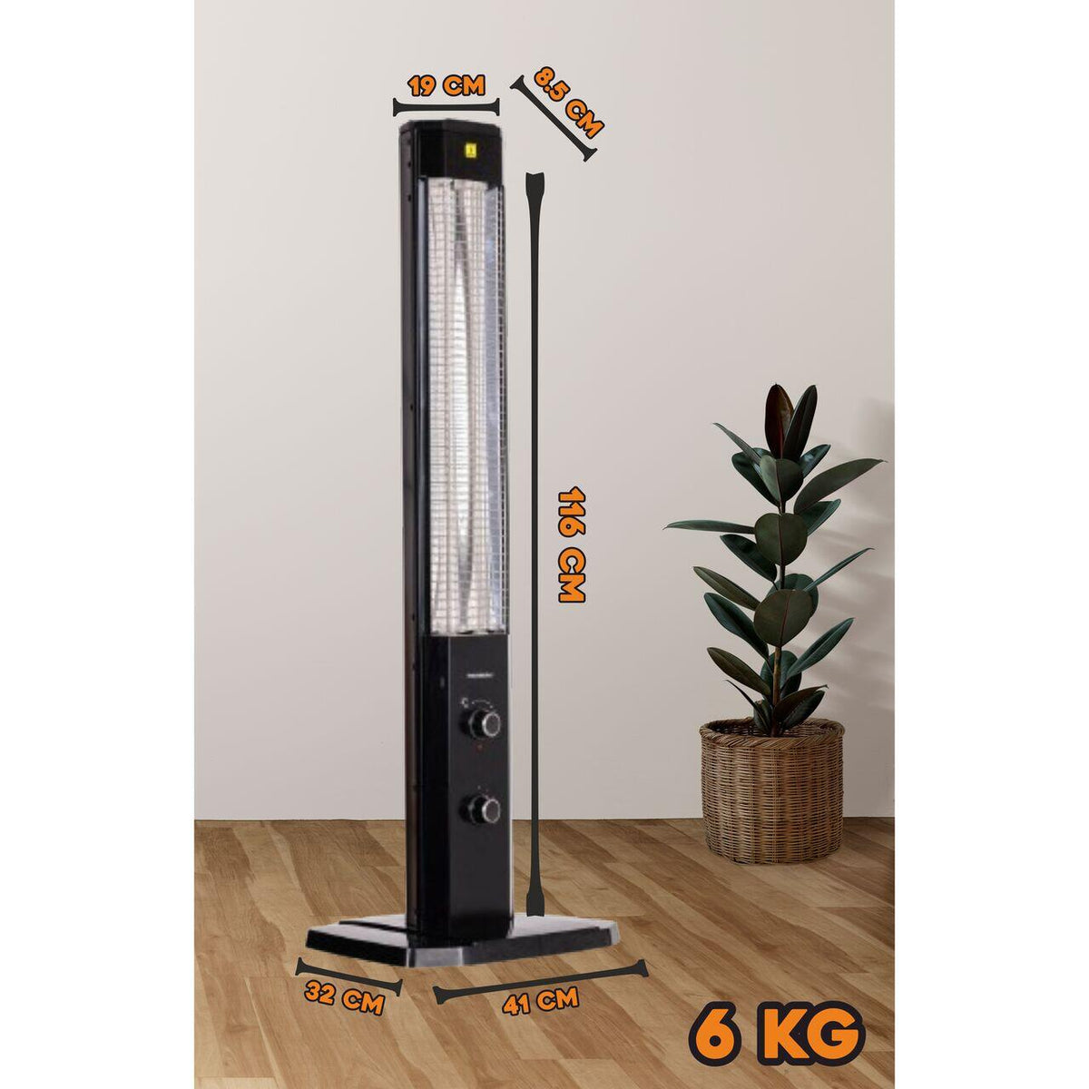 Radiator Electric Hausberg HB-8560, 2300W, Termostat Reglabil, Lampa de semnalizare pentru 3 pozitii