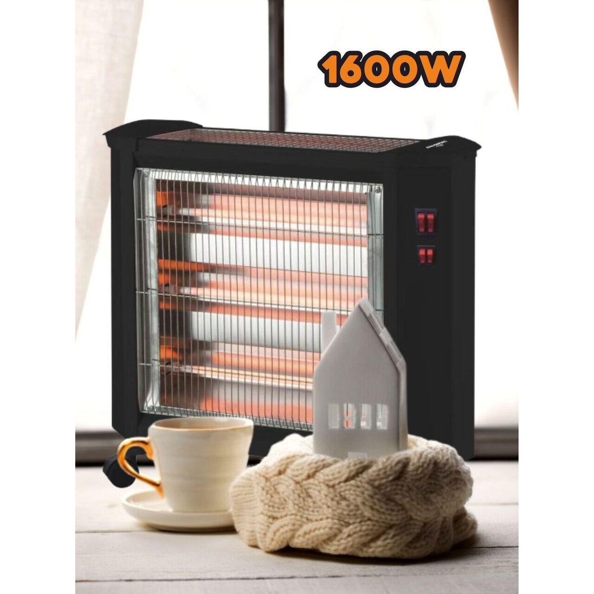Radiator electric quartz HAUSBERG HB-8800, 1600W, 4 tuburi quartz, 4 trepte putere, protectie impotriva rasturnarii