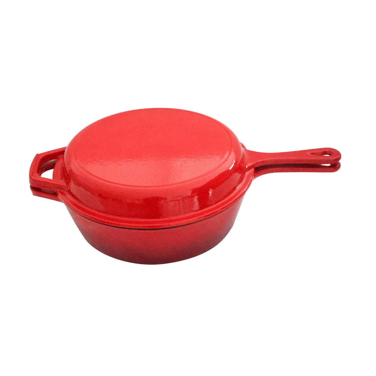 Oală Multifuncțională 2 în 1 din Fontă Emailată Hausberg HB-H752RS, 41.5x26cm, Ovală, 2.9L + 1.4L Capac/Tigaie, Compatibilă Inducție și Cuptor