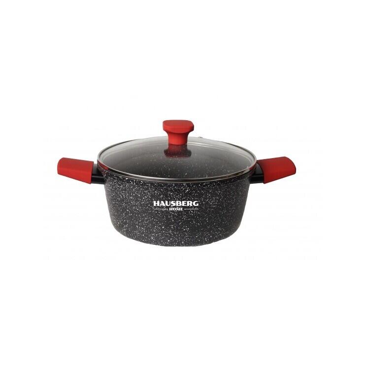Set oale 8 piese HAUSBERG HB-H764, interior antiaderent marmorat, manere soft touch, capac sticla