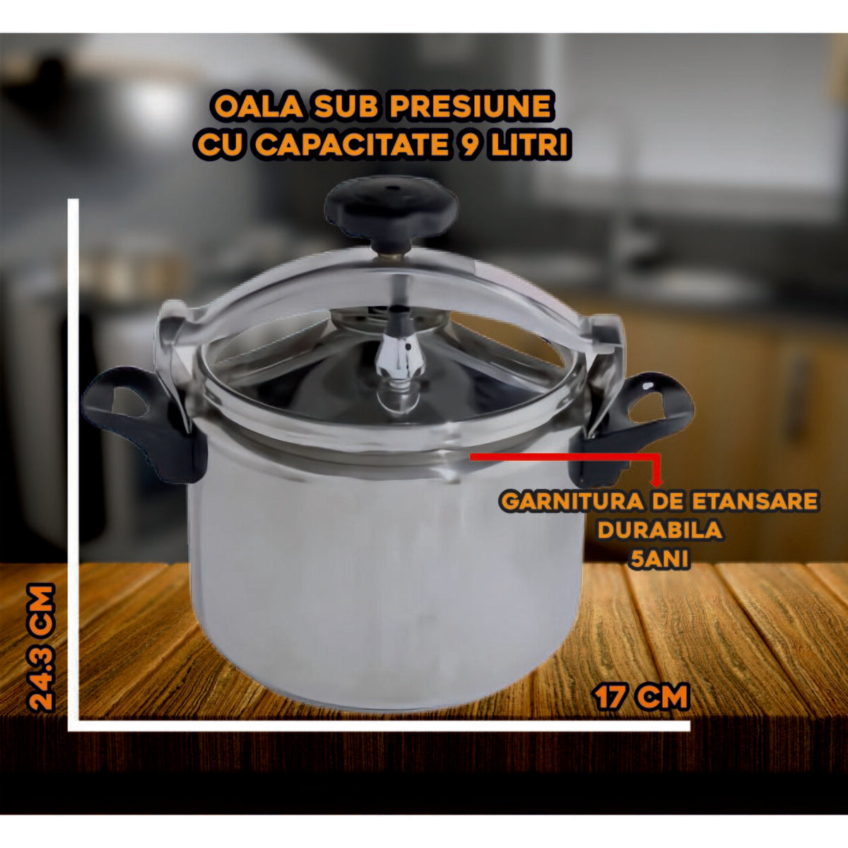 Oala sub presiune HAUSBERG HB-H313, capacitate 9 litri, aluminiu