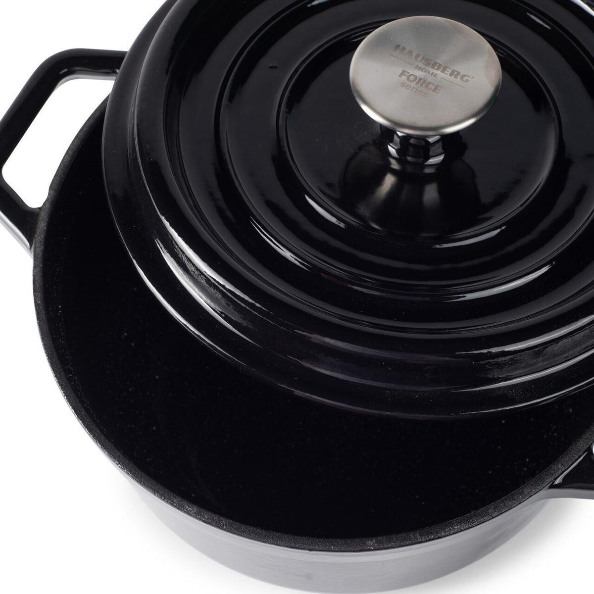 Oală din fontă emailată Hausberg HB-H742NG 22cm, 3L negru