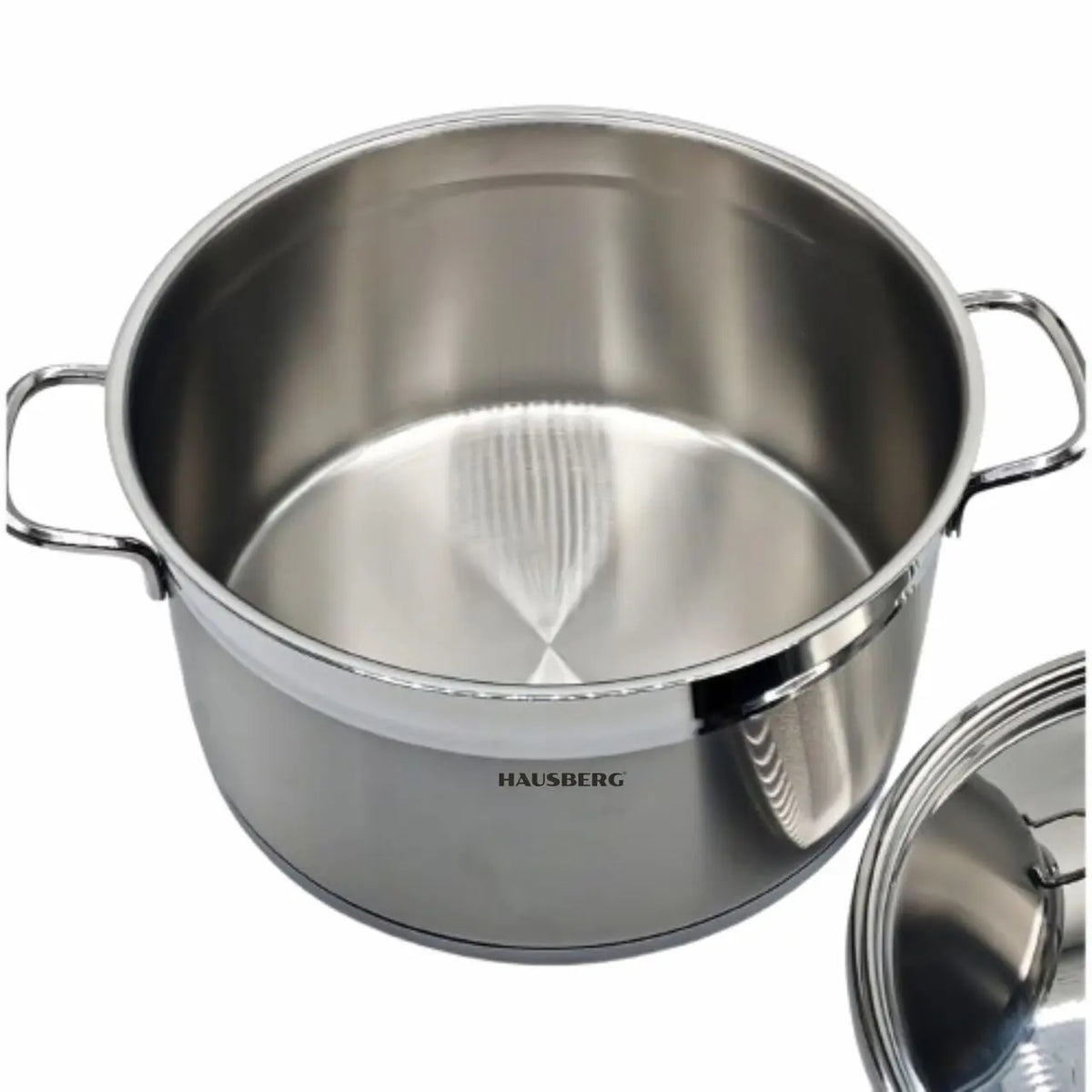 Oala cilindrica din inox cu capac HAUSBERG HB-H778, capacitate 11L, diametru 28 cm, fund dublu
