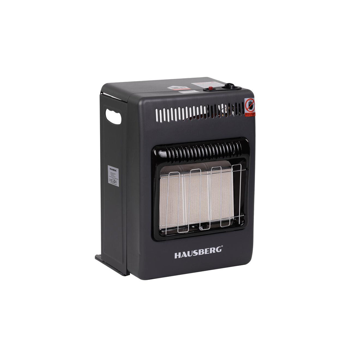 Mini Soba pe gaz GPL HAUSBERG HB-1023NG, aprindere piezo-electrica, 3 placi de incalzire ceramic putere totala 4.2kW, sistem de oprire automata a gazului