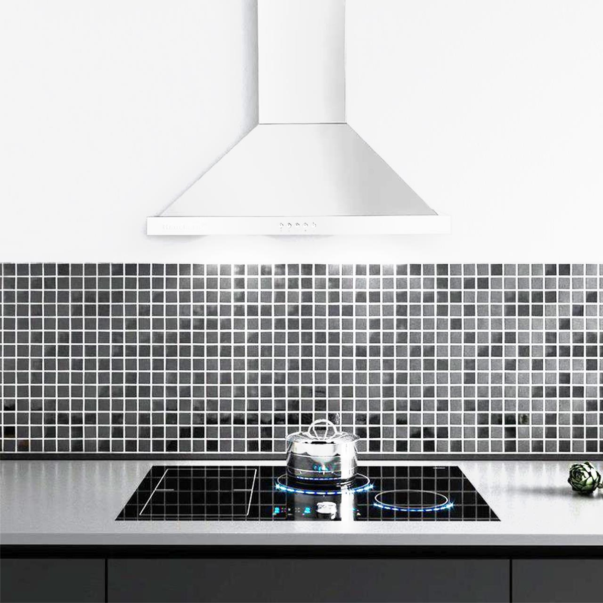 Hota incorporabila decorativa Hausberg HB-1260AB, Putere de absorbtie 450 m3/h, 1 motor, 60 cm, Alb
