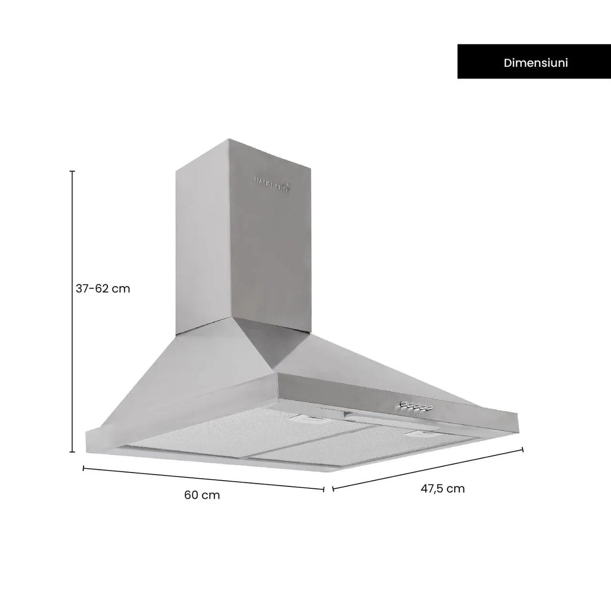 Hota incorporabila decorativa Hausberg HB-1260, Putere de absorbtie 450 m3/h, 1 motor, 60 cm, Inox