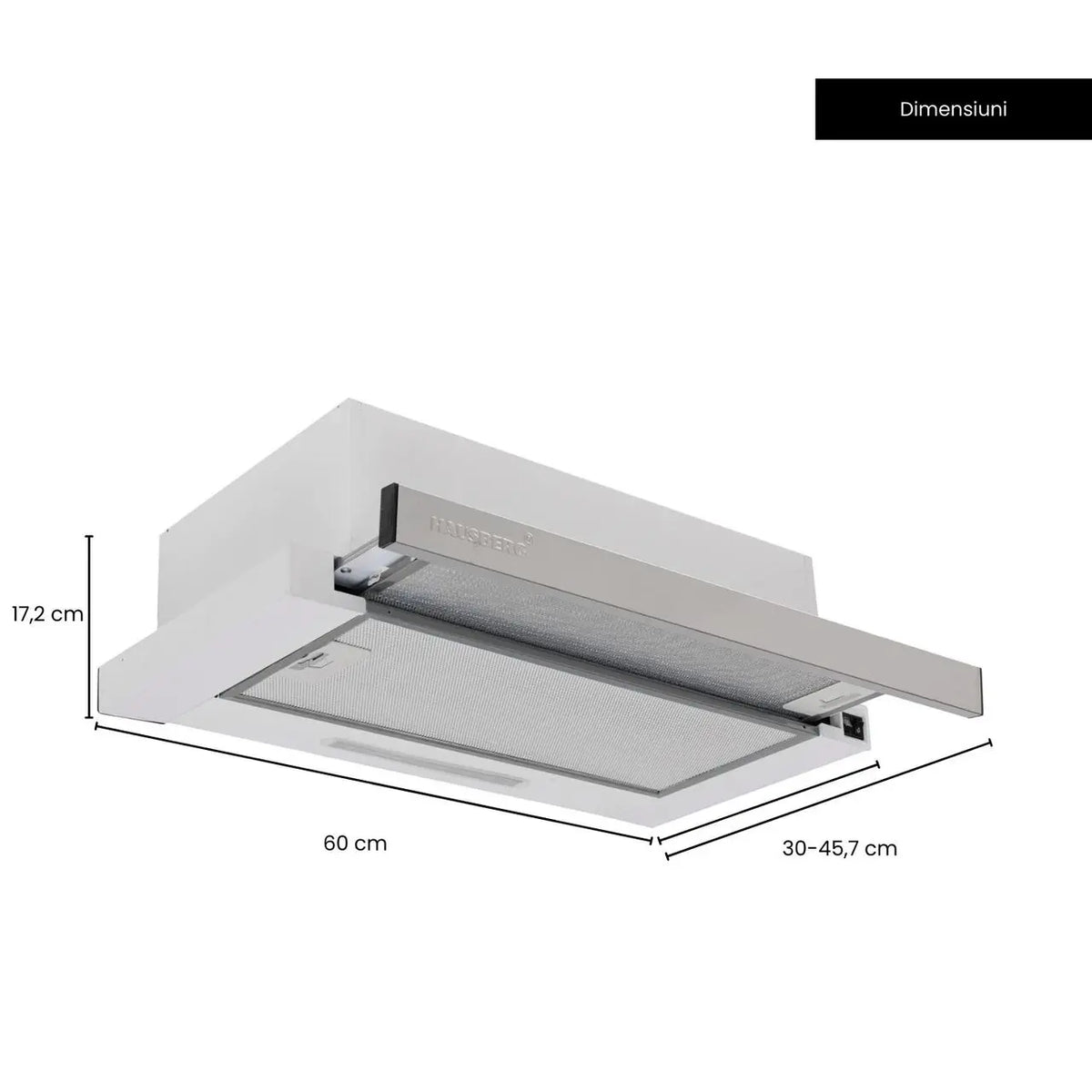 Hota incorporabila telescopica Hausberg HB-1285IN, putere de absorbtie 420 m3/h, 2 motoare, 60 cm, Inox