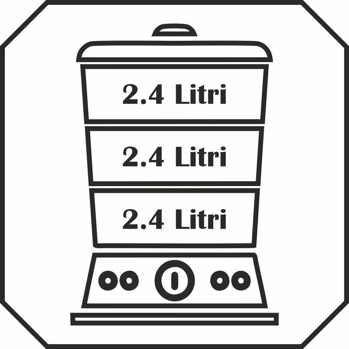Aparat de gatit cu aburi Hausberg HB-1355, Putere 400 W, 7.2 L, 3 tavi demontabile, capacitate: 2.4 L /tava, Argintiu