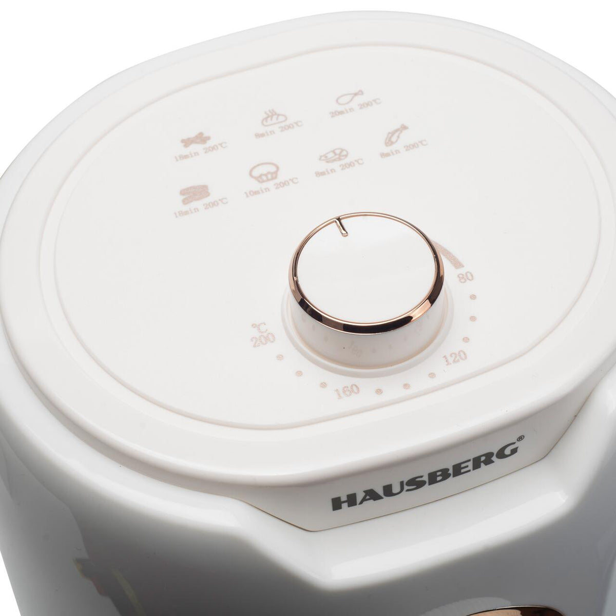 Friteuza cu aer cald HAUSBERG HB-2351, 1000-1200 W, 2.6 litri, temporizator 30 min, oprire automata, indicator luminos, termostat reglabil 80-200 grade C, protectie supraincalzire, picioare antiderapante