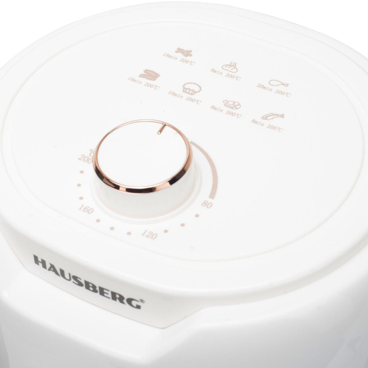 Friteuza cu aer cald HAUSBERG HB-2351, 1000-1200 W, 2.6 litri, temporizator 30 min, oprire automata, indicator luminos, termostat reglabil 80-200 grade C, protectie supraincalzire, picioare antiderapante