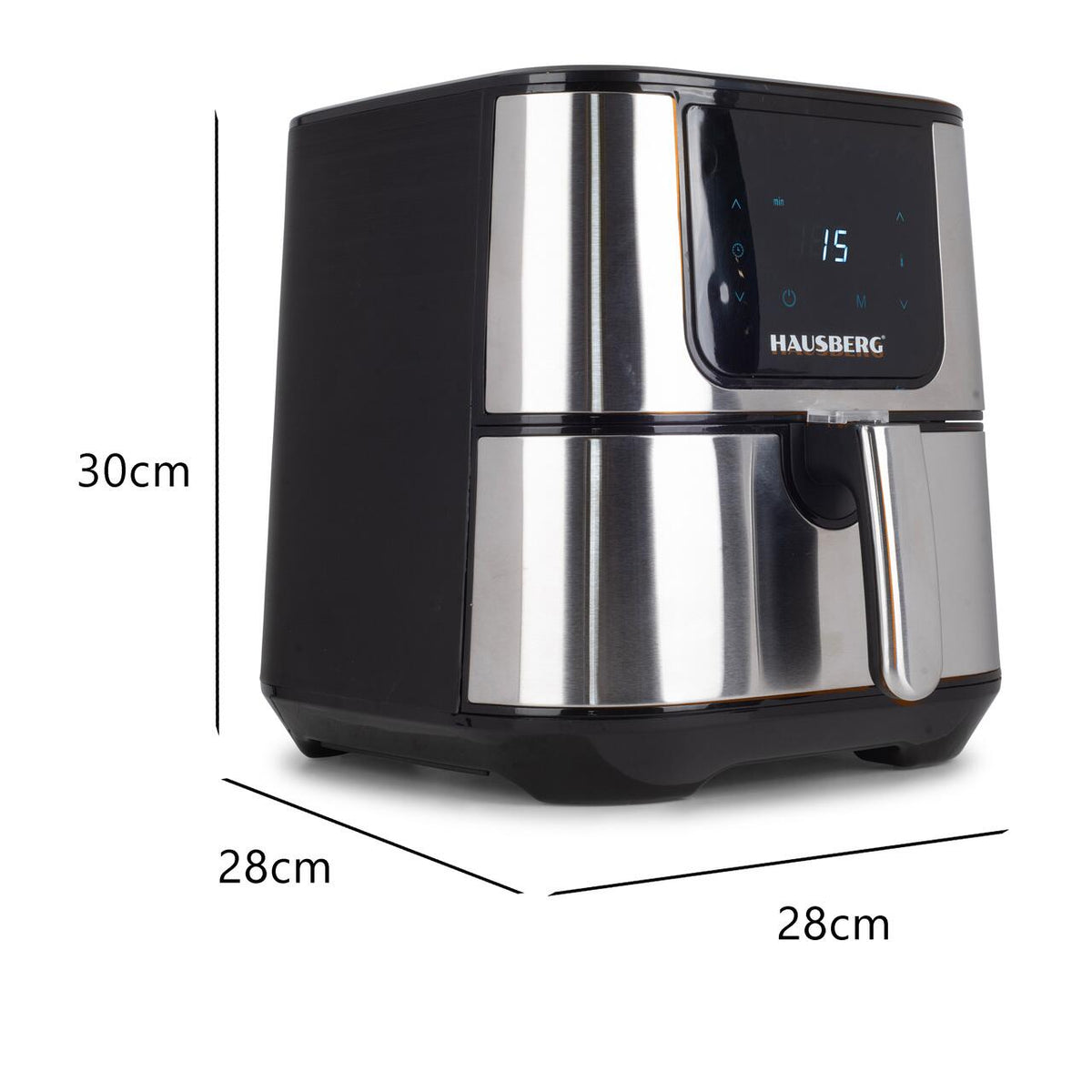 Friteuza Air Fryer Hausberg HB-2365, 1600-1800 W, 5.2 L, Timer, protectie supra-incalzire, maner rece, Display LCD