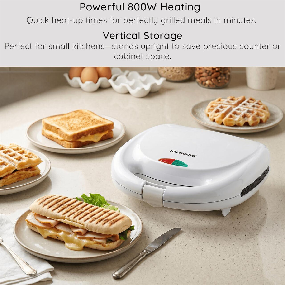 Sandwich Maker Hausberg HB-3510, 800W