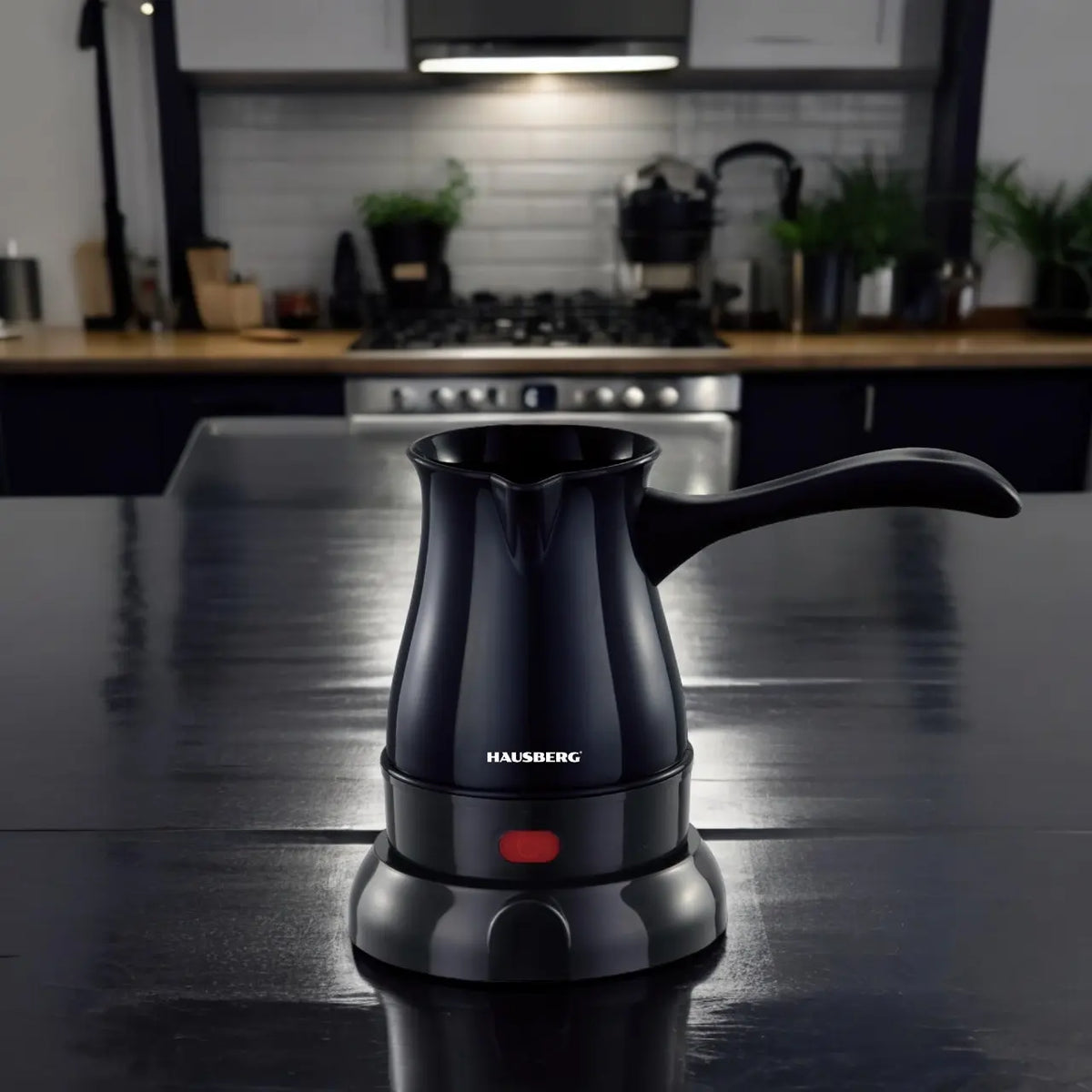 Ibric electric pentru cafea Hausberg HB-3810NG, Putere 600W, Capacitate 800 ml, Negru