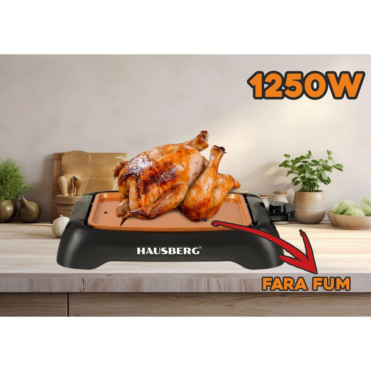 Gratar electric Hausberg HB535, 1250W, fara fum