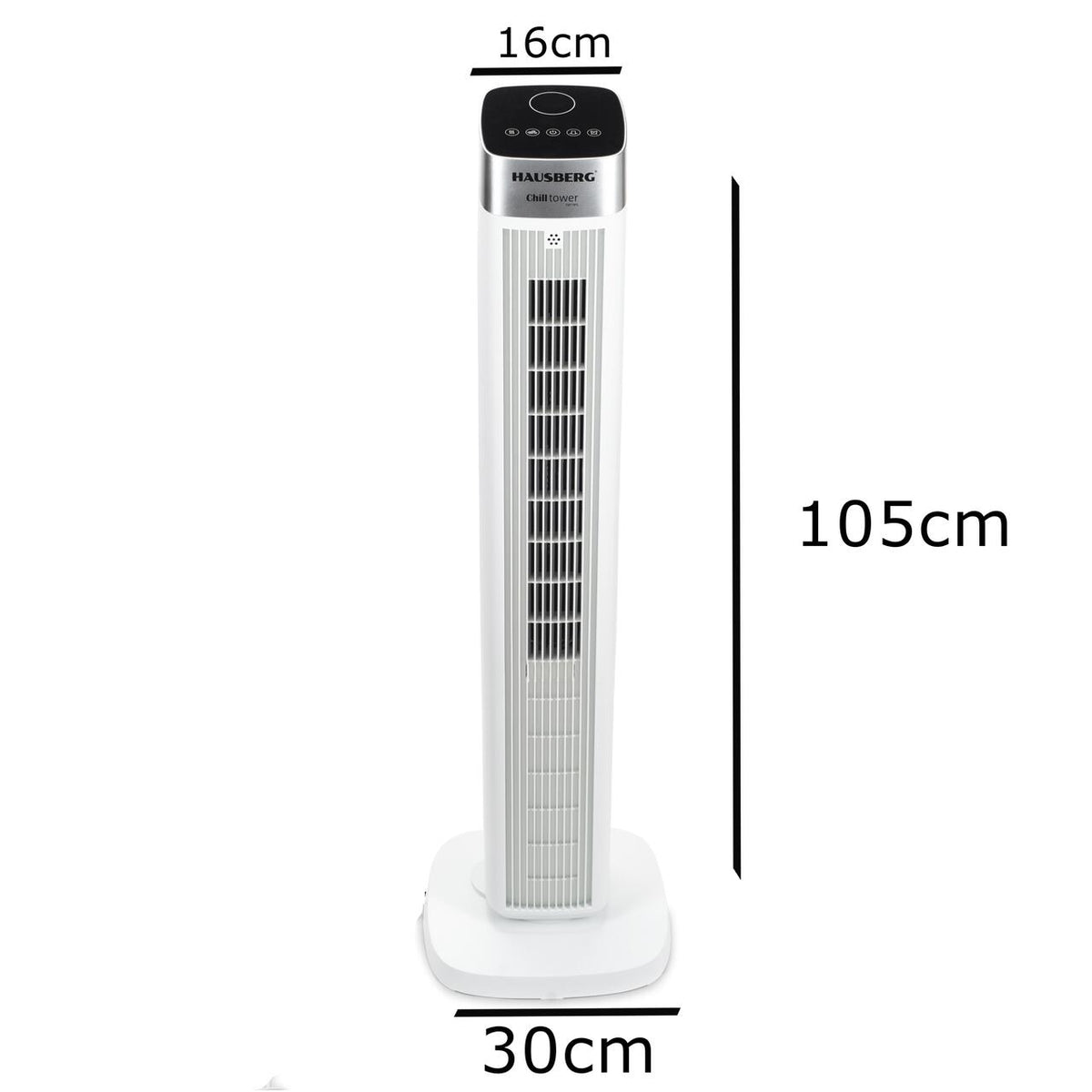 Ventilator turn digital HAUSBERG HB-5953AB, 55W, 41 inch, 3 viteze, 3 moduri, temporizator 24h, LED, oscilatie, telecomanda, difuzor parfum