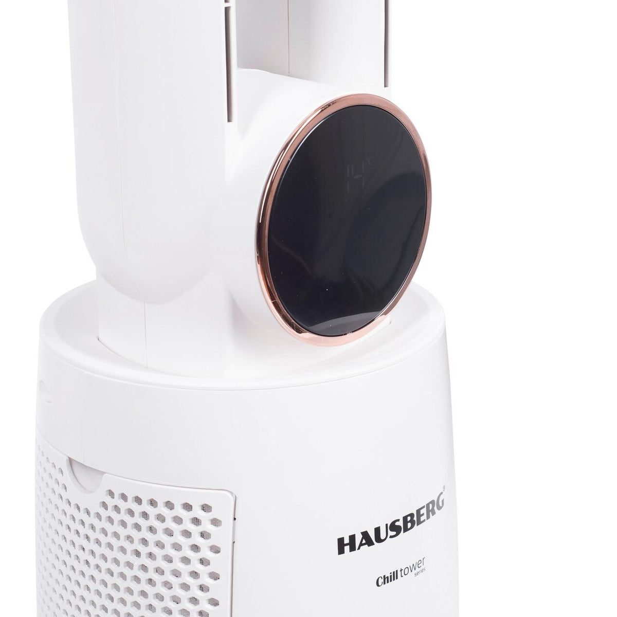 Ventilator turn digital HAUSBERG HB-5957AB, 65W, 12 viteze, 4 programe, ionizare negativa, temporizator 12h, oscilatie 40°, LED, telecomanda