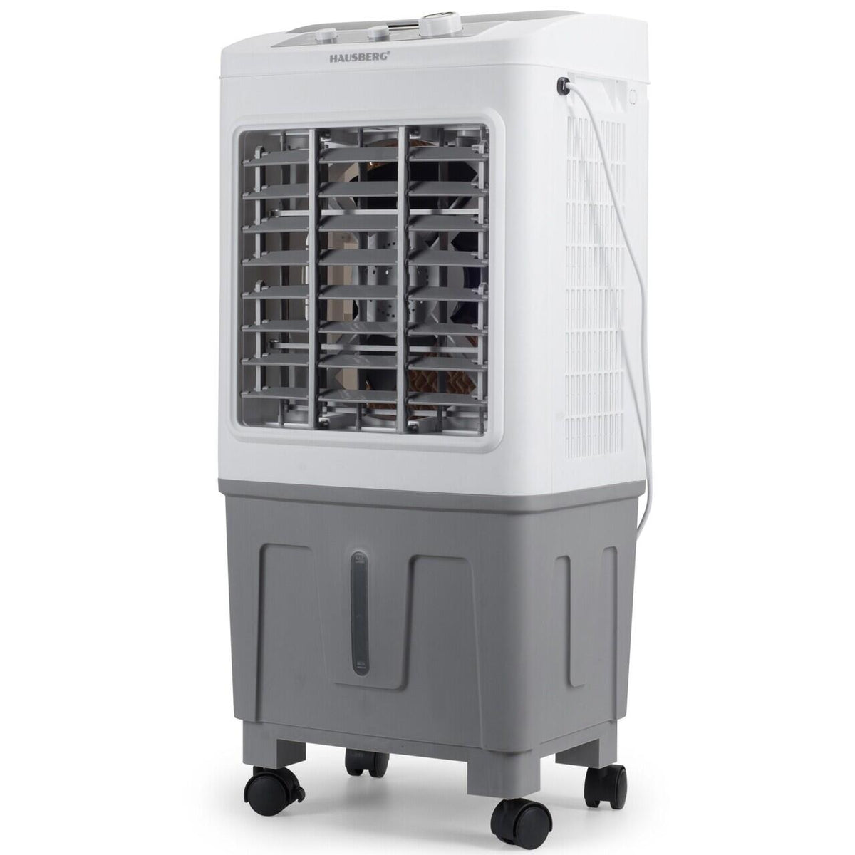 Racitor de aer portabil Hausberg HB-5961AB, 75W, rezervor 20L, 3 viteze, control mecanic, 2 cutii gheata